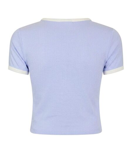 Womens/ladies Heritage Ringer Crop Top Lilac New Balance