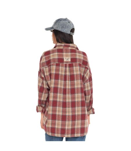 Chemise à carreaux manches longues femme avec poche patch tissé Deby Vondutch