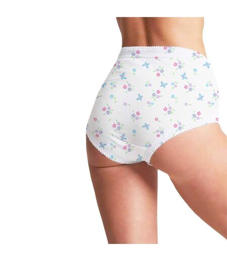 Pack Of 6  Womens/ladies Floral Briefs  White Harte & Soul