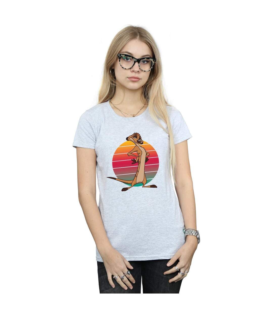 Disney Womens/Ladies The Lion King Timon Sunset Cotton T-Shirt (Gris sportif) - UTBI25007-2