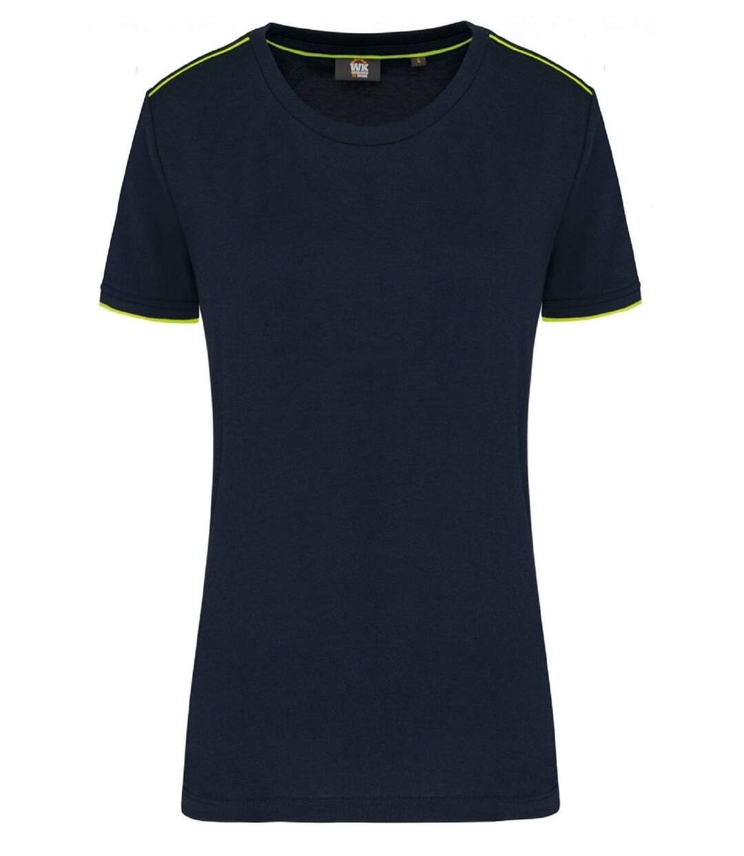 T-shirt professionnel DayToDay pour femme - WK3021 - bleu marine et jaune fluo