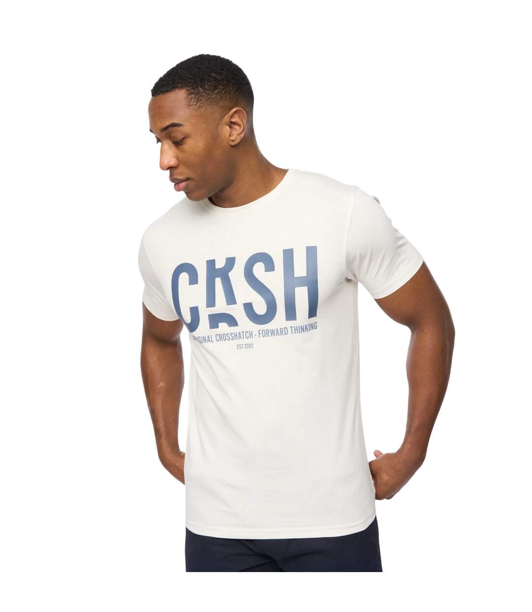 T-shirt Solari Homme Blanc Cassé Crosshatch-4