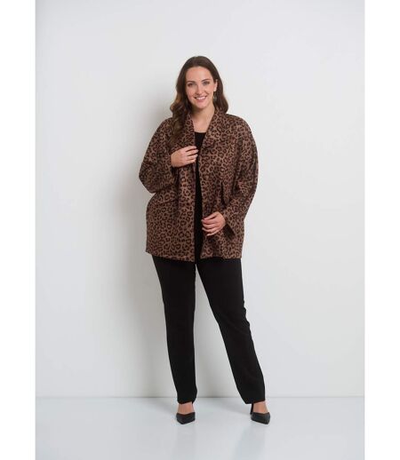 Veste longue motif léopard en suédine