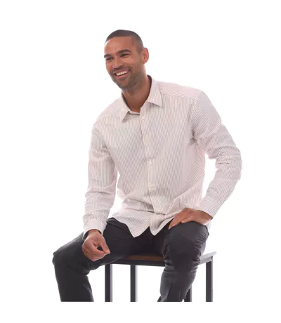 Chemise Style À Rayures C-cole Homme Blanc Rose Clair Boss