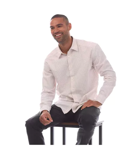 Chemise Style À Rayures C-cole Homme Blanc Rose Clair Boss