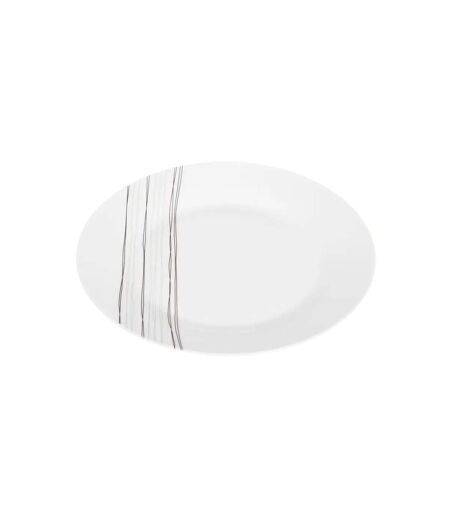 Lot de 6 Assiettes à Dessert Lignes 19cm Blanc