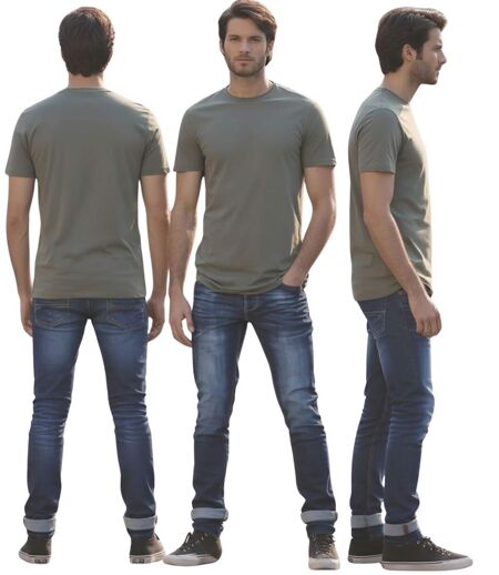 Jean homme slim bleu délavé « Used » - 5 poches -Taille normale - Fermeture boutons