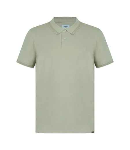 Mens Lazer Logo Cotton Polo Shirt Beige Firetrap