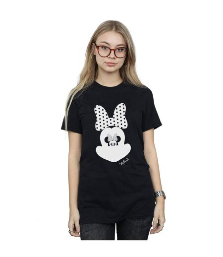 Disney Femmes/Ladies - Minnie Mouse - T-shirt boyfriend en coton avec illusion de miroir (Noir) - UTBI35848