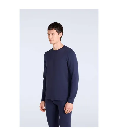 DESIGN - T-shirt oversize à manches longues en tissu gaufré - Bleu
