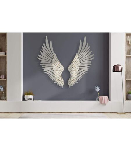 Paire d'Ailes en Métal Natural 104cm Blanc Lavé