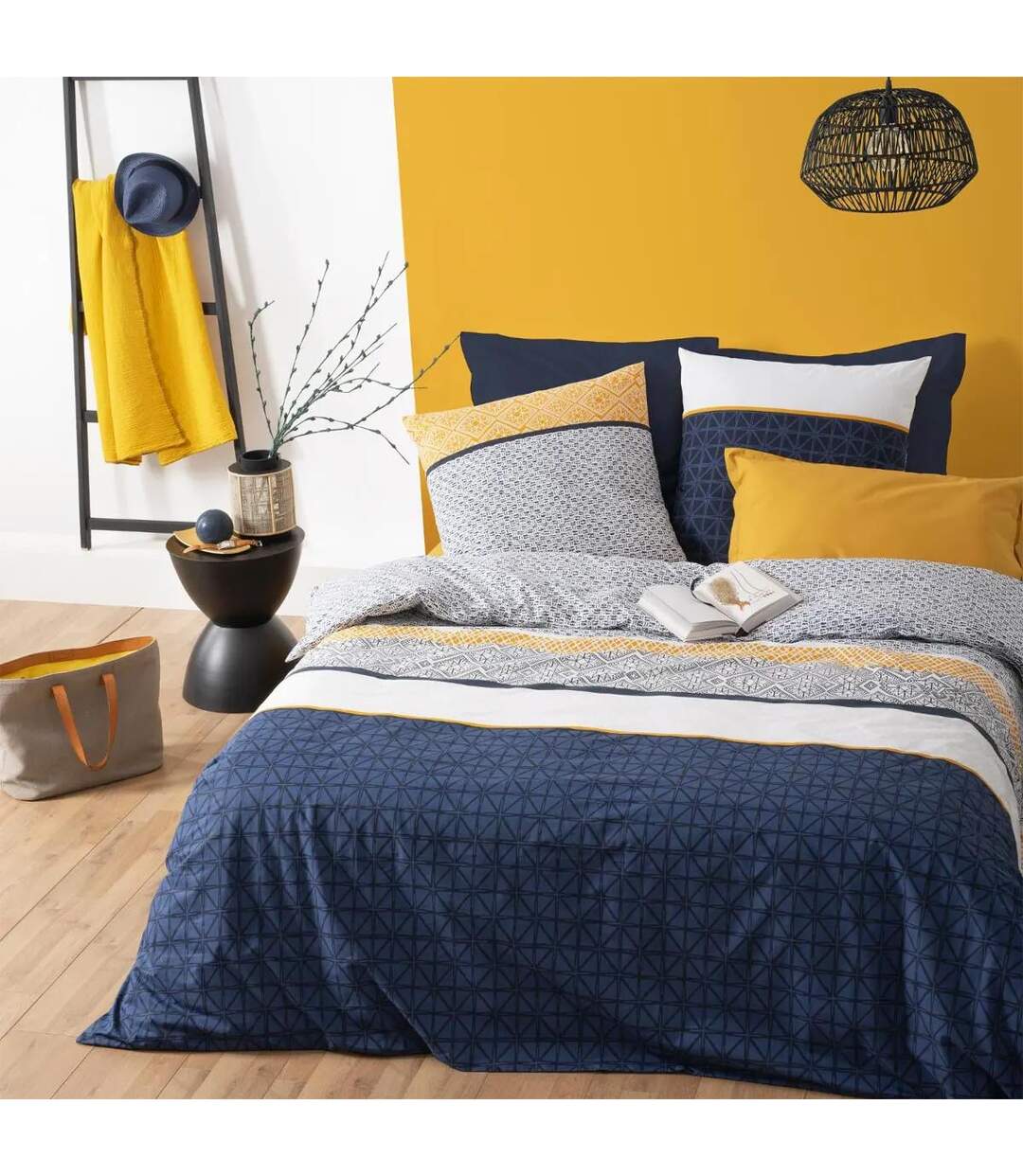 Parure de Lit 3 Pièces Scandinave 260x240cm Bleu-1
