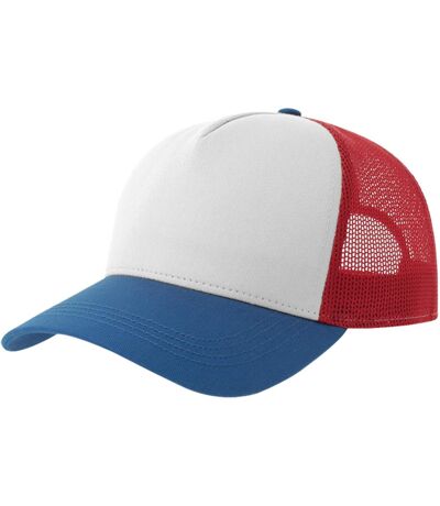 Rapper 5 Panel Cotton Sustainable Trucker Cap White Red Royal Blue Atlantis