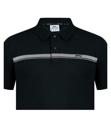 Mens Contrast Striped Golf Polo Shirt Black Slazenger
