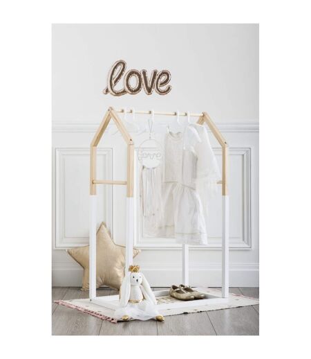 Portant pour enfant en forme de maison - Blanc et beige