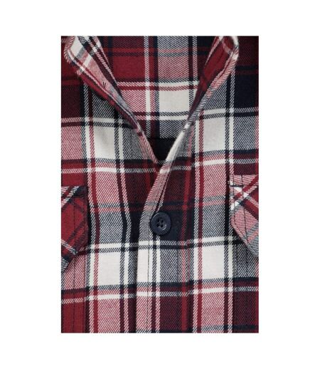 Mens trace flannel long-sleeved shirt burgundy Mountain Warehouse