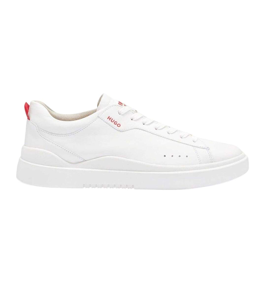 Mens Tenn Leather Flat Trainers White Hugo Boss-1