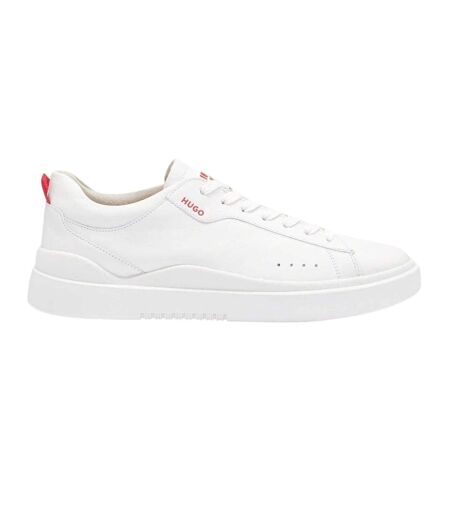 Mens Tenn Leather Flat Trainers White Hugo Boss