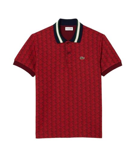 Polo rouge homme lacoste classic monogram jacquard