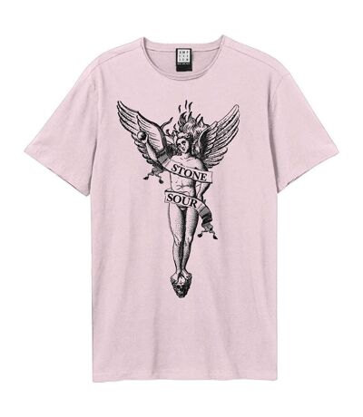 Unisex Adult Angel Stone Sour Loose Fit T-shirt Pink Amplified