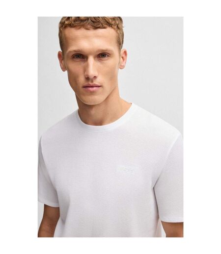 Mens Waffle Knit Pyjama Top White Boss