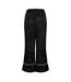 Womens/ladies Floral Pattern Wide Leg Pyjama Bottoms Black Off White-2