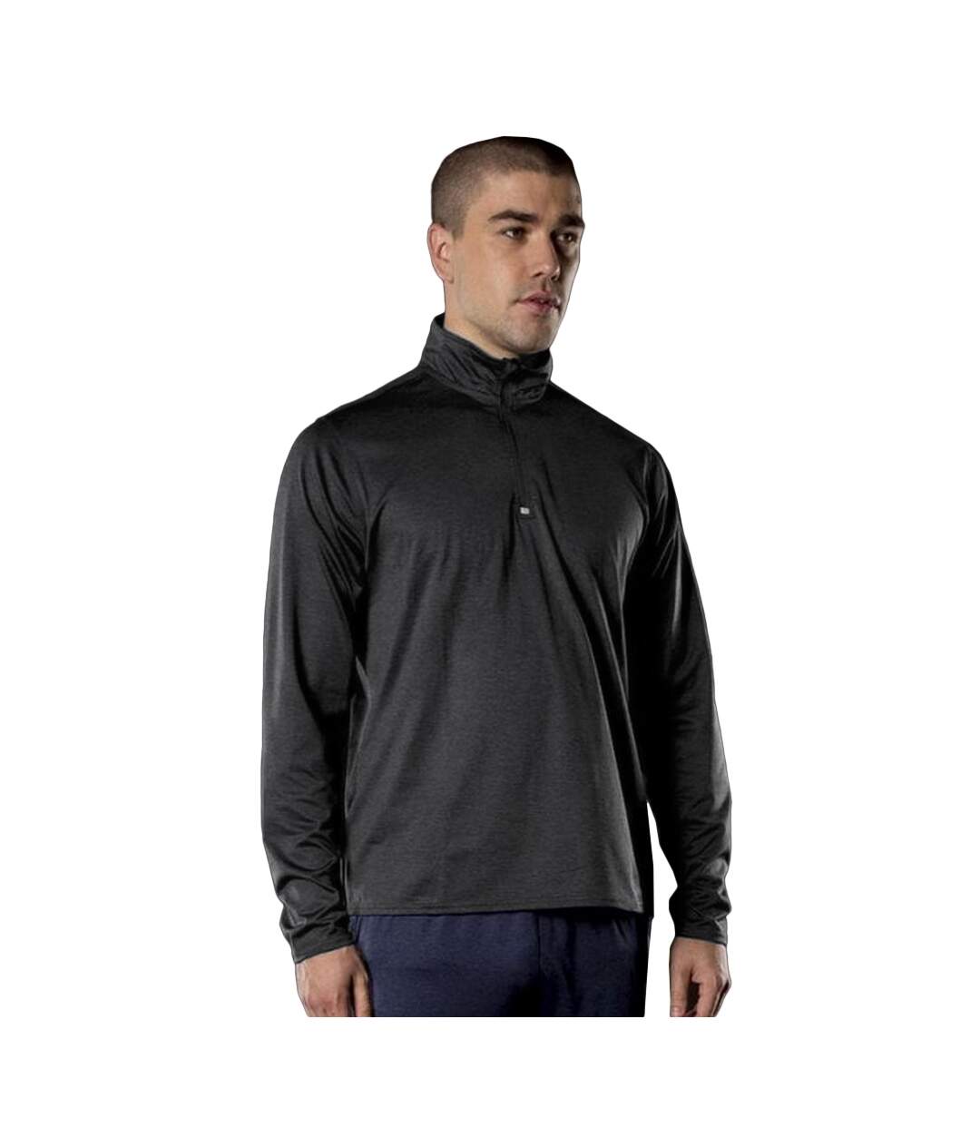 Rhino Mens Hyper Mid Layer Zip Skin Performance Top (Black Heather) - UTRW6270-2