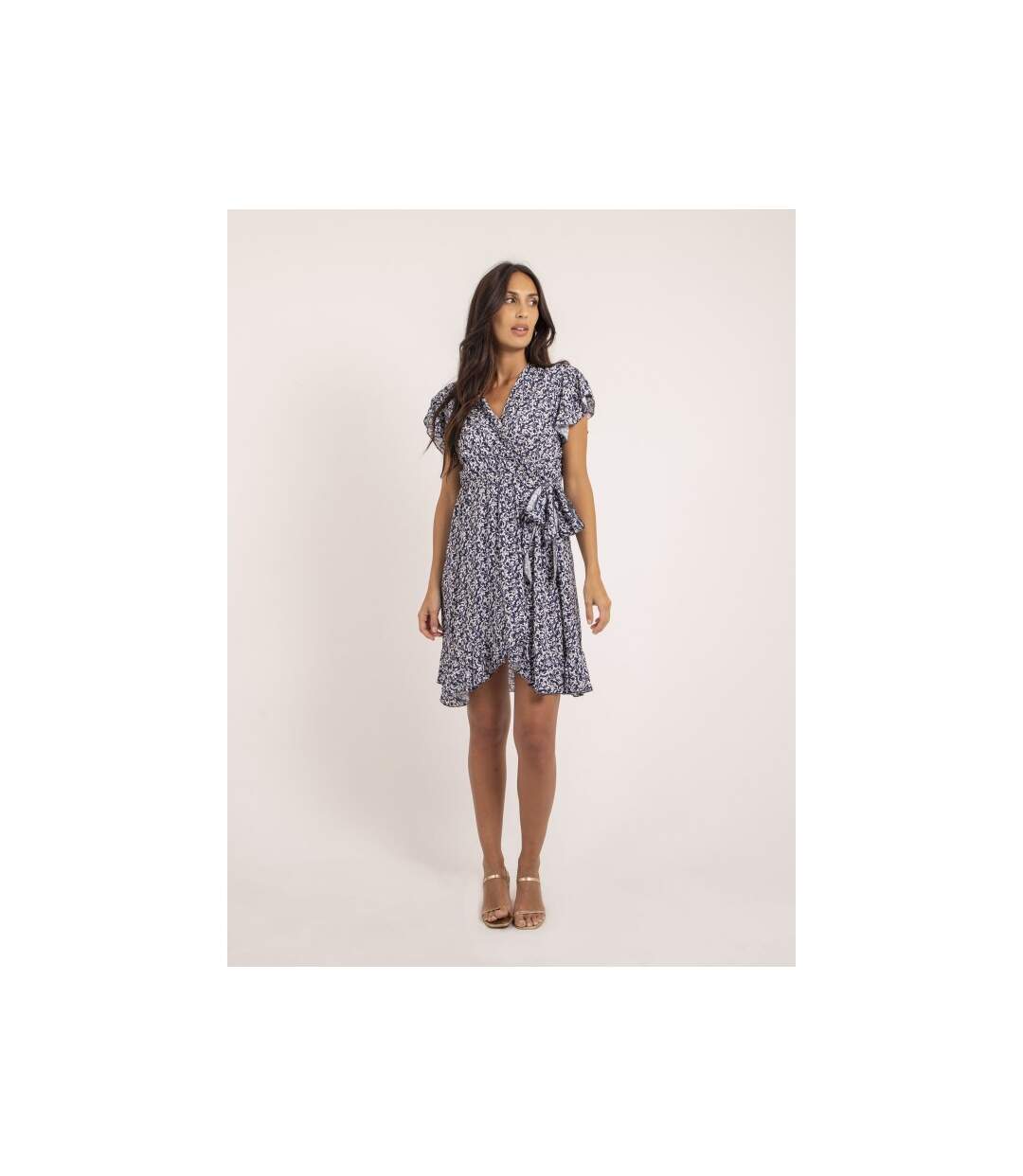 Robe courte portefeuille motifs INEZA - Dona X Lisa-4
