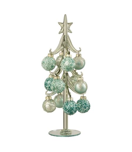 Sapin de Noël en Verre Boules 27cm Vert Menthe