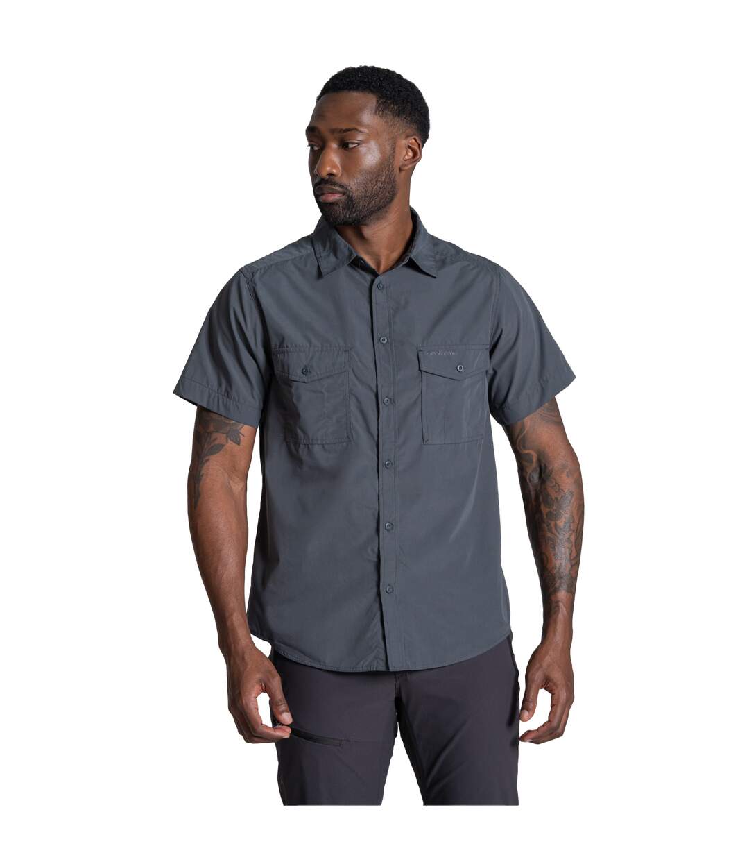 Chemise Unie Manches Courtes Kiwi Homme Gris Foncé Craghoppers-4