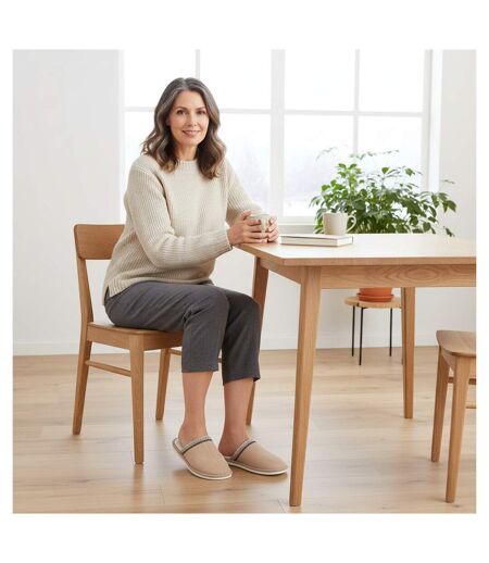 OZABI Mules Femme Unies, Suédine Synthétique, Bordure Tressée Scandinave