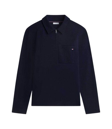 Mens Fleece Quarter Zip Polo Shirt Desert Sky Tommy Hilfiger