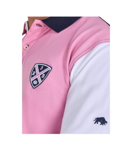 Polo No.3 Homme Rose Blanc Bleu Marine Raging Bull