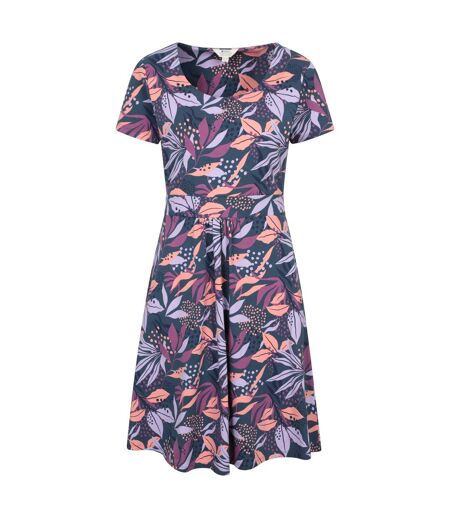 Womens/ladies orchid leafy floral dress purple Mountain Warehouse