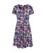 Womens/ladies orchid leafy floral dress purple Mountain Warehouse-1