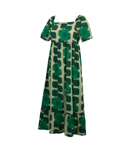 Womens/ladies Orla Kiely Giant Square Flower Summer Midi Dress Green Regatta