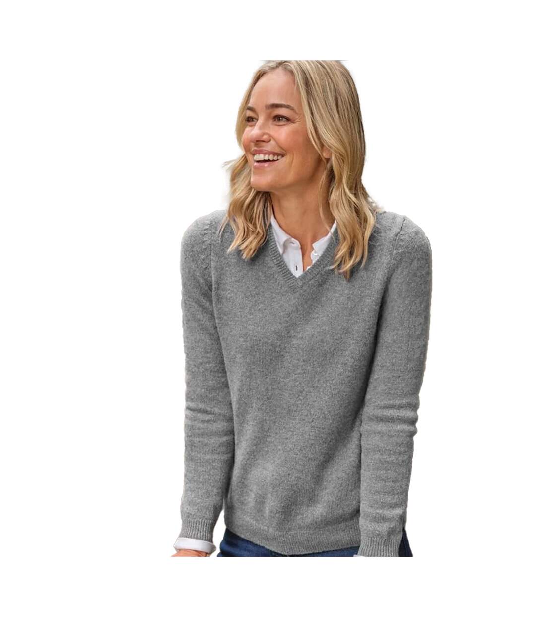 Pull Motif/style Classique Femme Gris Chiné WoolOvers-1