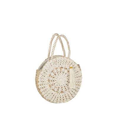 Sac de Plage Rond Bali 40cm Naturel & Blanc