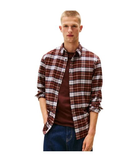 Mens Checked Flannel Long-sleeved Shirt Brown Tommy Jeans