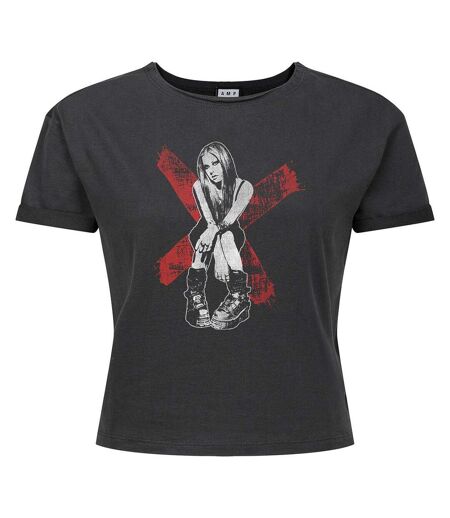 Womens/ladies Under My Skin Avril Lavigne Crop Top Charcoal Amplified