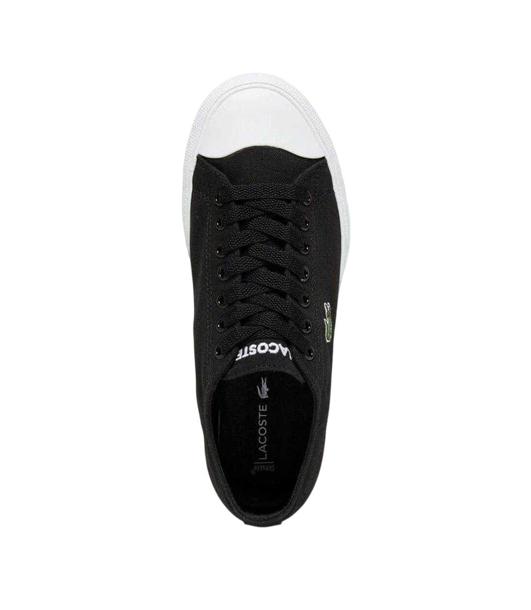 Womens/ladies Logo Leather Flat Trainers Black Lacoste-3