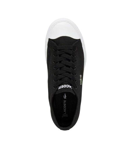 Womens/ladies Logo Leather Flat Trainers Black Lacoste