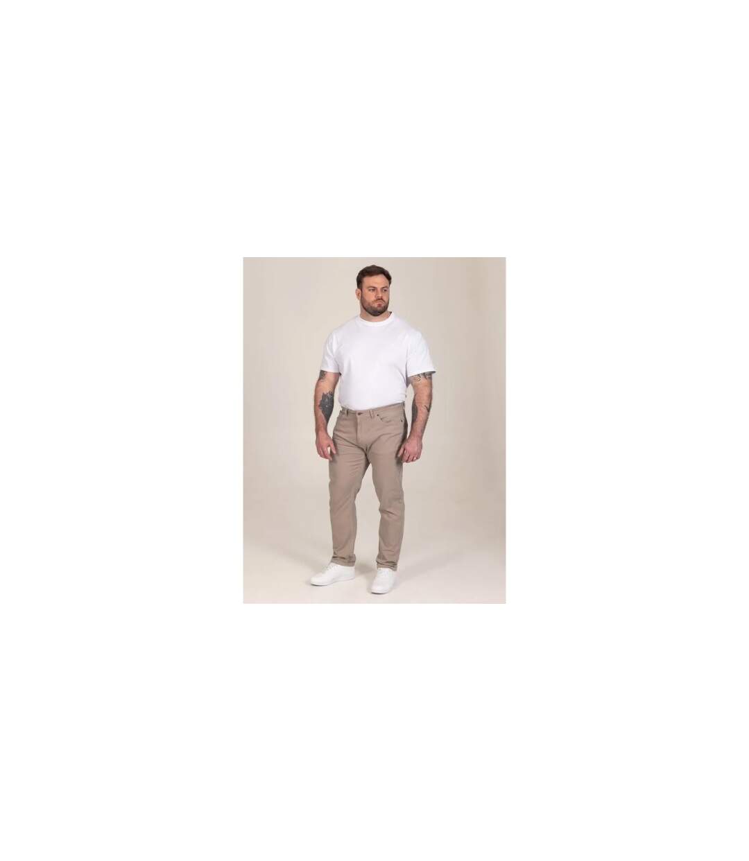 D555 Chino Extensible Et Effilé Motif/style Uni Kelvin Homme Beige Gris Duke-1