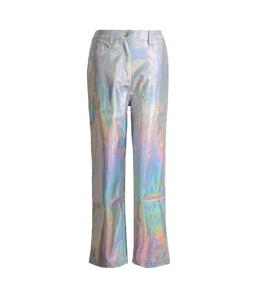 Womens/ladies Lupe Metallic Straight Trousers Metallic AmyLynn-1