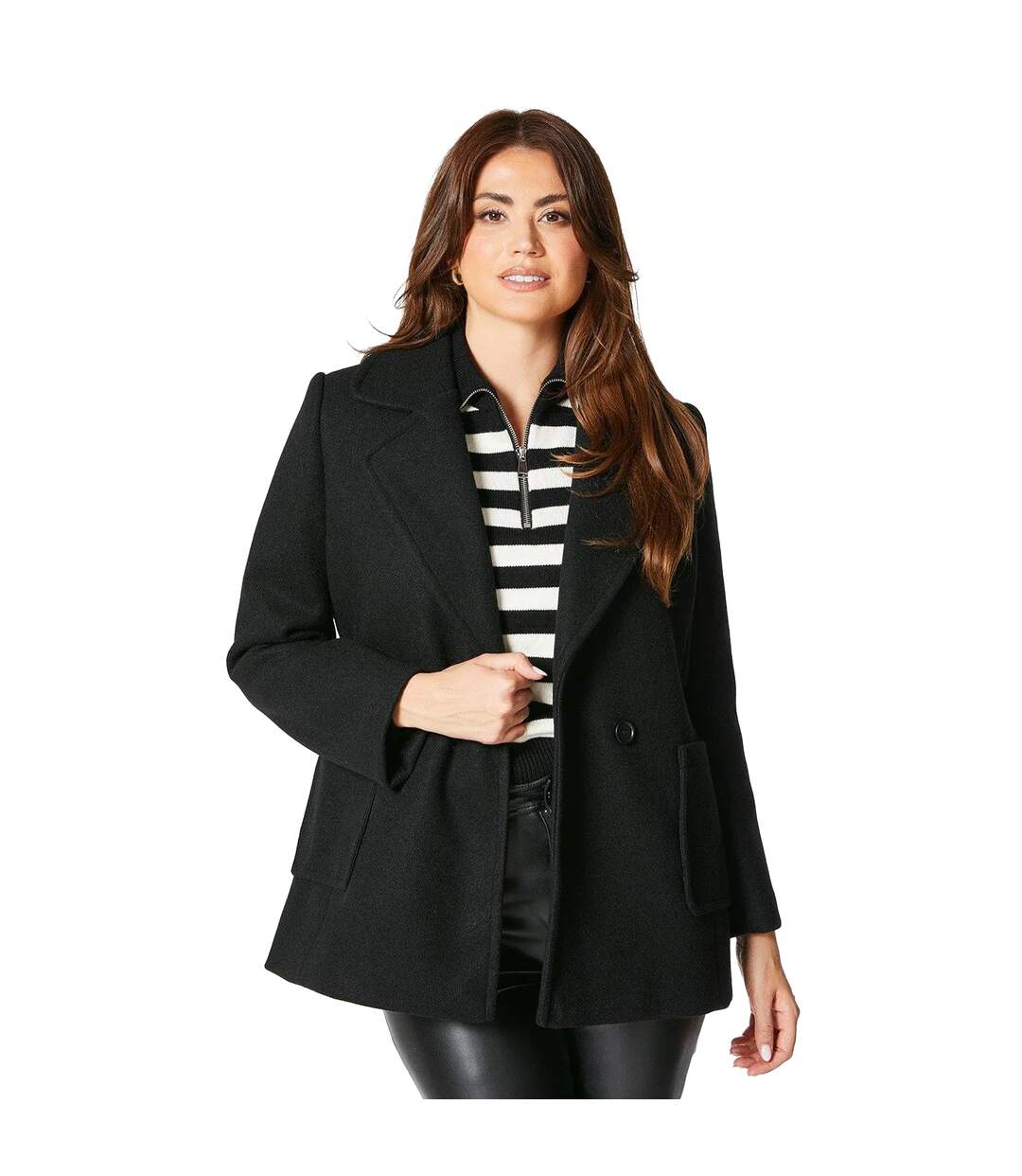 Manteau croisé femme noir Principles-3