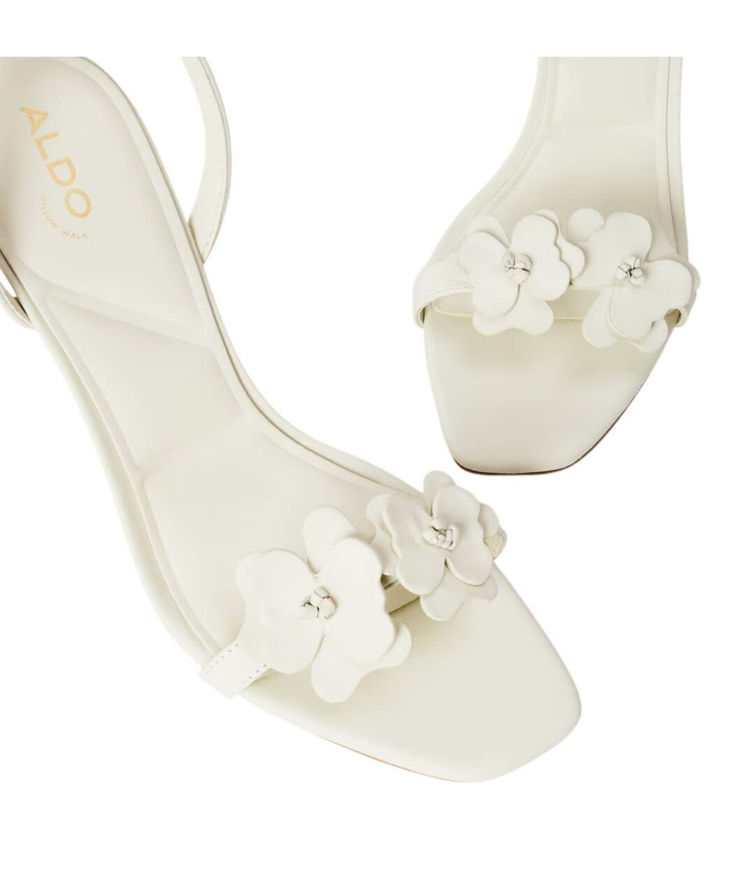 Womens/ladies Daisylily Floral Leather Sling Back High Heels White Aldo-3