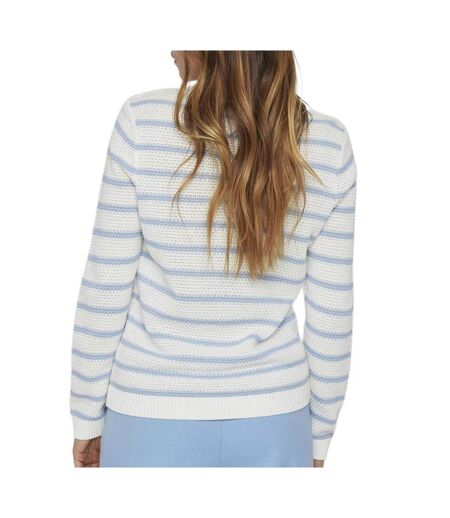 Pull blanc/bleu femme vila vidalo stripe
