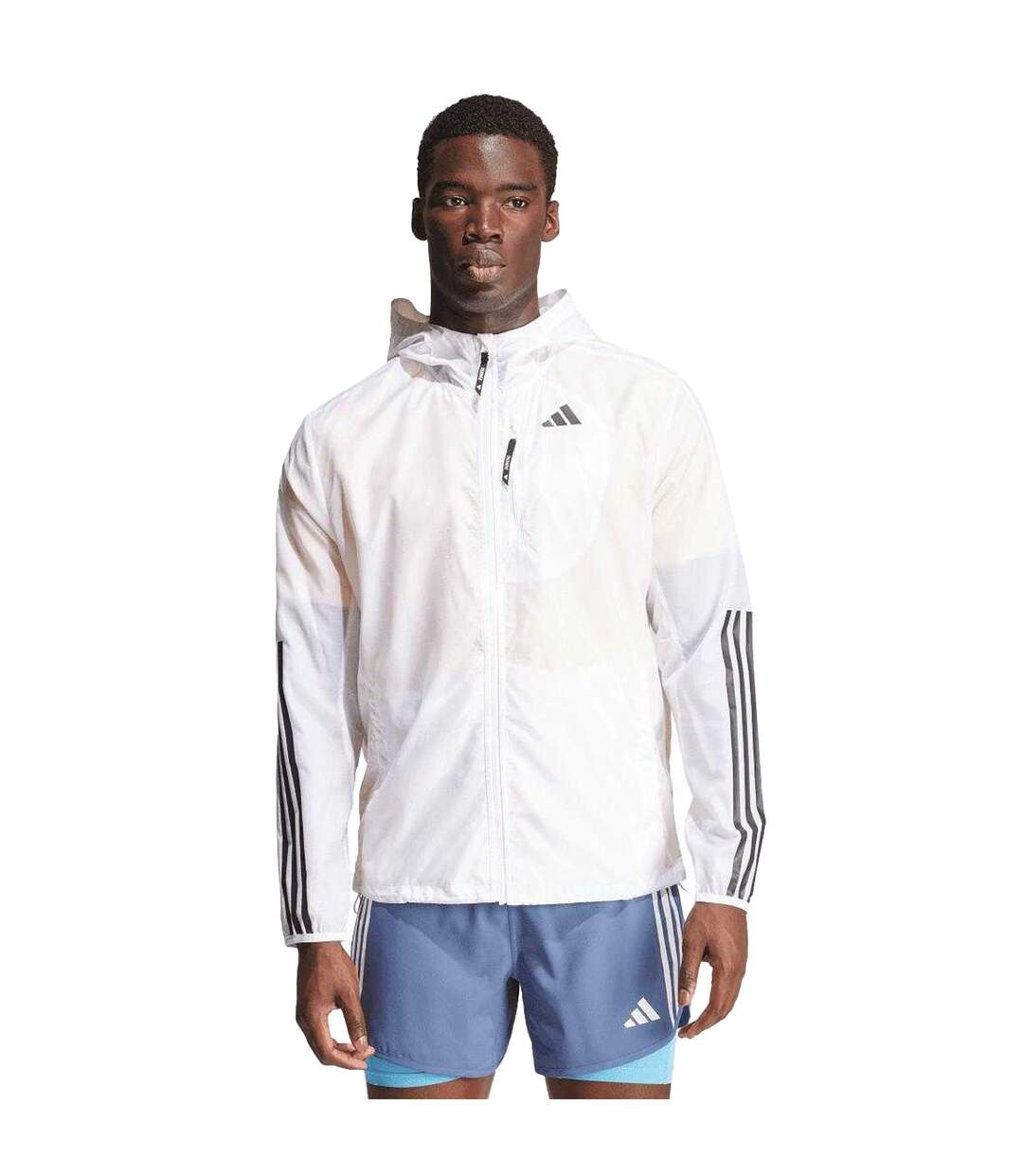 Mens Own The Run 3 Stripes Jacket White Adidas-3