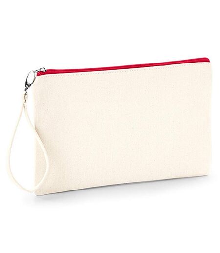 Westford Mill Canvas Wristlet Pouch (Natural/Red) (10.2 x 6.7in)