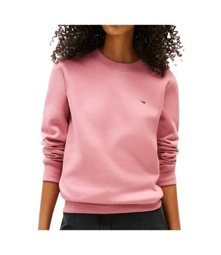 Sweat rose clair femme tommy hilfiger flag crew - l